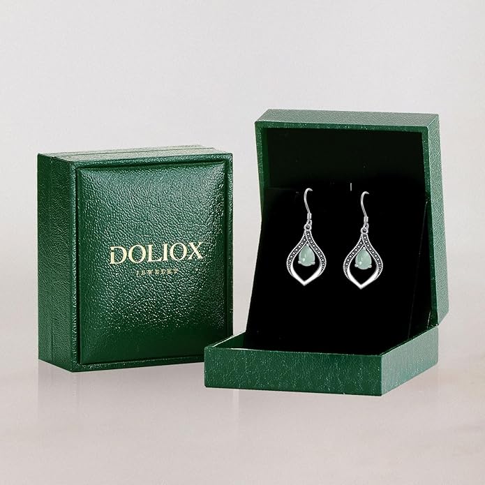 Vintage Genuine Gemstone Earrings for Women Dangling 925 Sterling Silver Western Native American Style Jewelry for Wife Mother