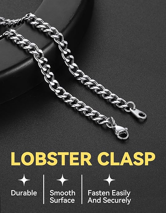 ChainsHouse Miami Cuban Link Chain Necklace for Men, 4.8mm/6mm/10mm/14mm Width, 14K Gold Plated/Stainless Steel/Black Mens Chunky Hip Hop Necklace Curb Chains, 14"-30" Length, Come Gift Box