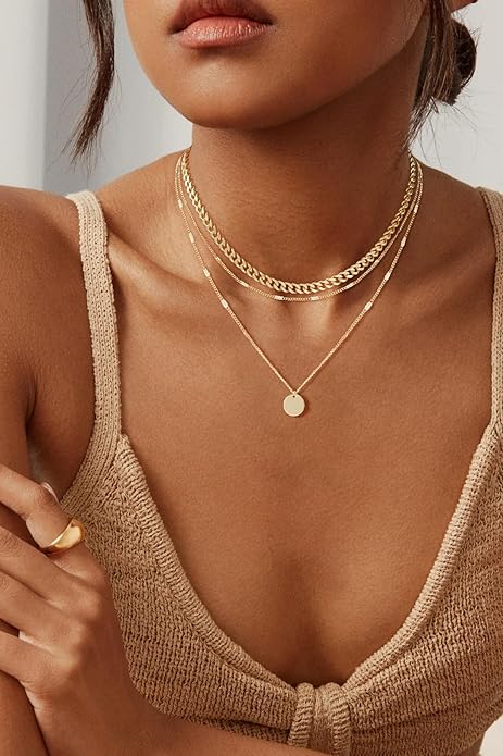 14K Gold Plated Layering Necklaces For Women Gold Necklace Set, Cuban Link, Snake Chain, Paperclip Layered Chains, Twisted Rope and Twisted Chain, Trendy Layering Necklace