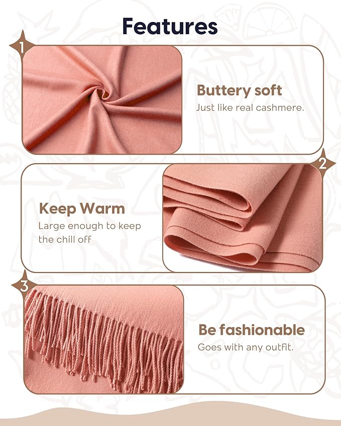 maamgic Women's Winter Scarf Soft Warm Scarf for Women Cozy Shawl Wraps for Women Lightweight Pashmina Style Wrap