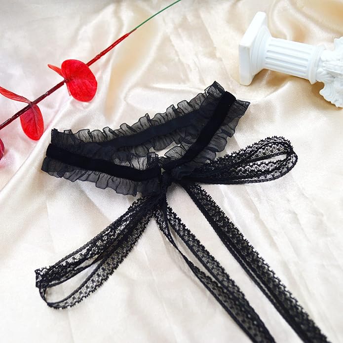 MOMOCAT Lace Choker Necklace for Women Bridal 90s Gothic Tatoo Choker Collar Kawaii Chocker Necklace Flower Ribbon Lolita Accessories