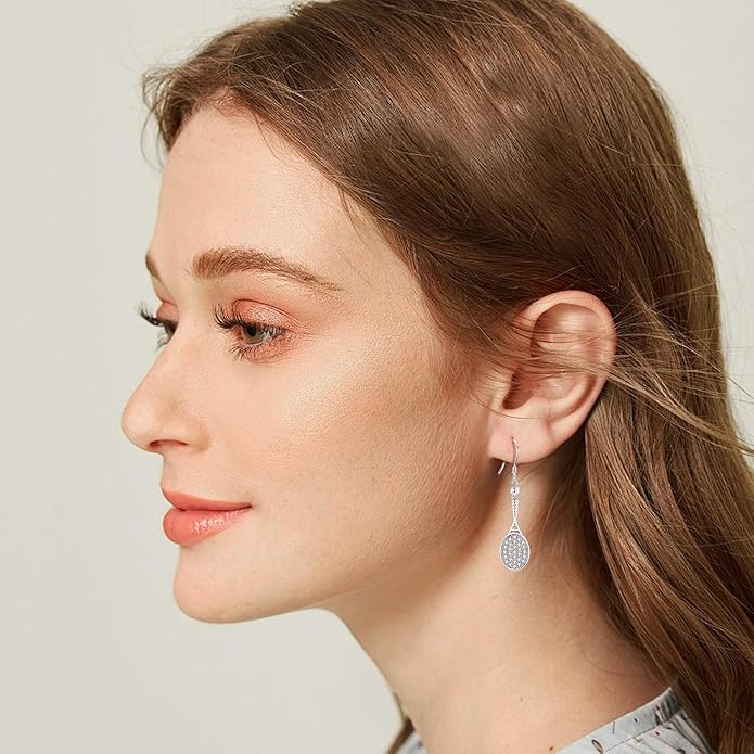 Pickleball/Tennis/Soccer/Volleyball/Golf/Hockey/Basketball Earrings for Women 925 Sterling Sliver Sports Ball Earrings Pickle Ball Dangle Earrings Pickleball Jewelry Gifts for Women Lover