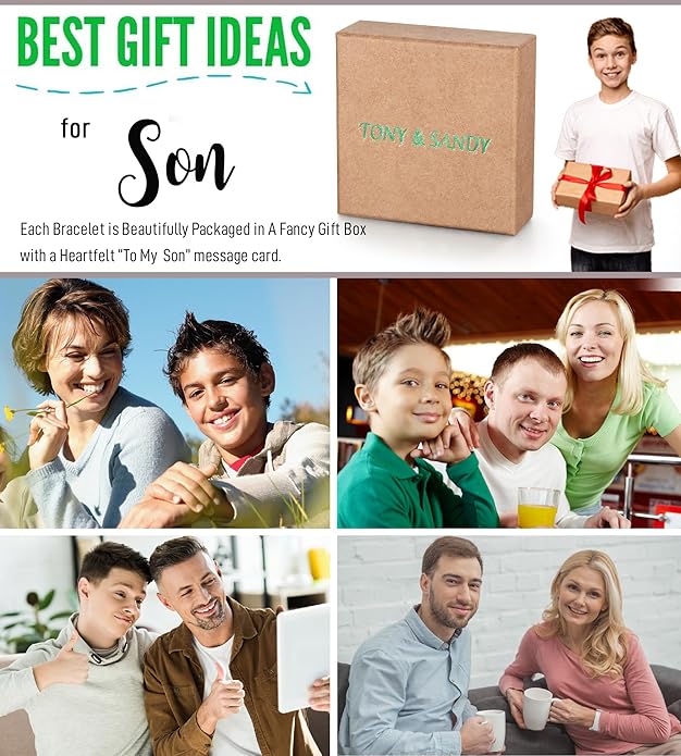 TONY & SANDY Cross Bracelet Men Cool Valentines Day Gifts for Him Teen Boys Son Grandson Nephew, Birthday Easter Christmas Gifts for Teen Boys Adults Men