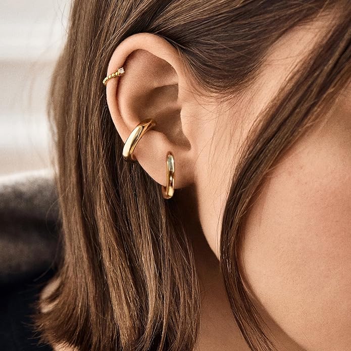 Small Gold Hoop Earrings Set for Women, 14K Gold Plated Lightweight Earrings Sets for Multiple Piercing, Hypoallergenic Huggie Gold Hoops Earrings for Women Jewelry