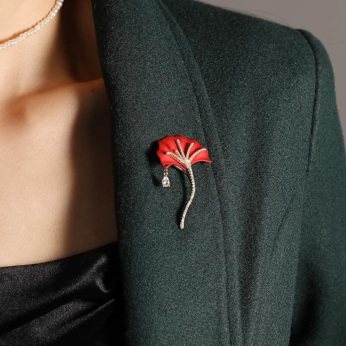 AILONMEI Red Rose Flower Brooches and Pins for Women Costume Jewelry Brooch Pins Broches Jewelry for Women Elegant Lady Pin