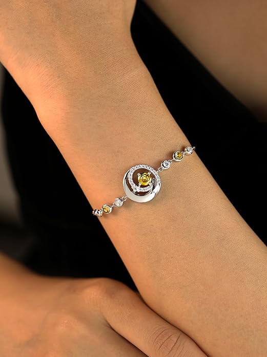 FANCIME Birthstone Bracelets 925 Sterling Silver Moon and Star Bangle Charm Bracelet Fine Jewelry Birthday Anniversary Christmas Day Gift for Her Women, Adjustable Chain 6.7"+1.2" Extend