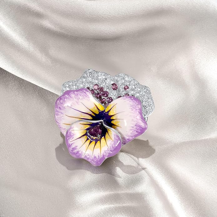 Santuzza 925 Sterling Silver Enamel Brooch Pin for Women