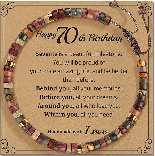 30th 40th 50th 60th 70th 80th Birthday Gifts for Women, Natural Stone Bracelet Birthday Gifts for Mom Daughter Grandma Sister Friends Coworker