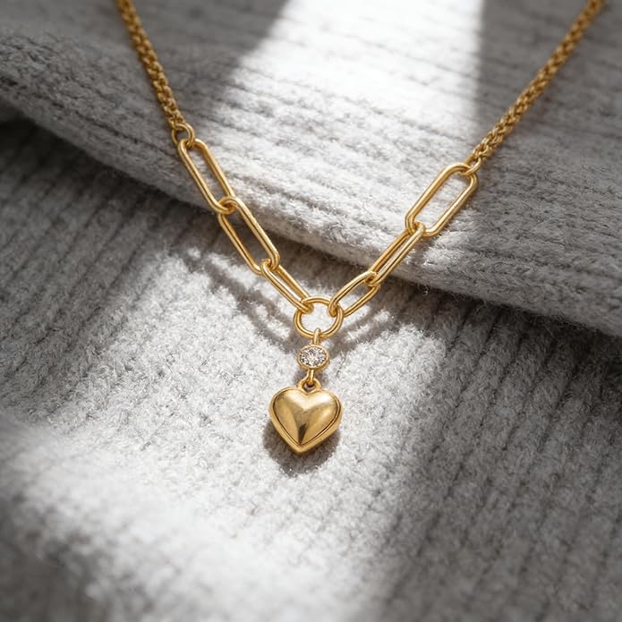 AuraLixi 18K Gold Plated Adjustable Chain Necklace for Women, Mixed Chain Gold Pendant Necklaces, Trendy Fashion Jewelry Gift for Girlfriend, Anniversary & Birthday