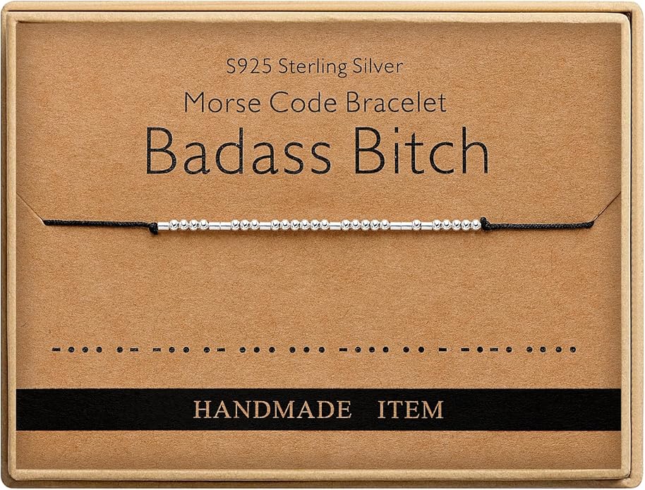 Monily Inspirational Gifts for Women Morse Code Bracelets for Women Funny Bracelet for Friend Funny Gift for Women Sterling Silver Bracelet for Women