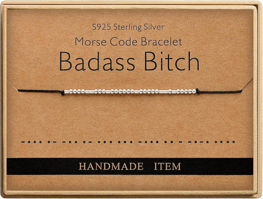 Monily Inspirational Gifts for Women Morse Code Bracelets for Women Funny Bracelet for Friend Funny Gift for Women Sterling Silver Bracelet for Women