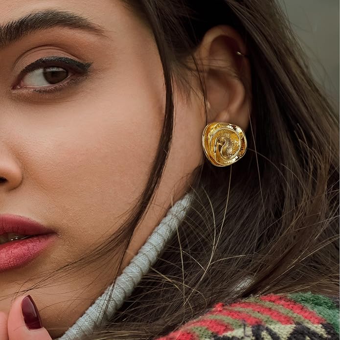 Two Tone Earrings for Women Gold and Silver Crossover Half Hoop Statement Earring Designer Stud Earrings