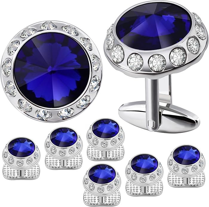 HAWSON Birthstone Tuxedo Studs and Cufflinks Set for Men's Suit Tuxedo Formal Dress Shirt Wedding Business Party Accessories