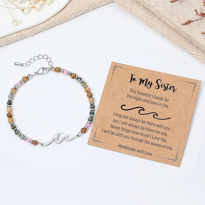 TONY & SANDY Friend Gifts for Women, Stocking Stuffers for Women, Sister Gifts from Sister, Wave Bracelet, Birthday Gifts for Woman, Bestie Friendship Bracelets, Unique Gifts for Her