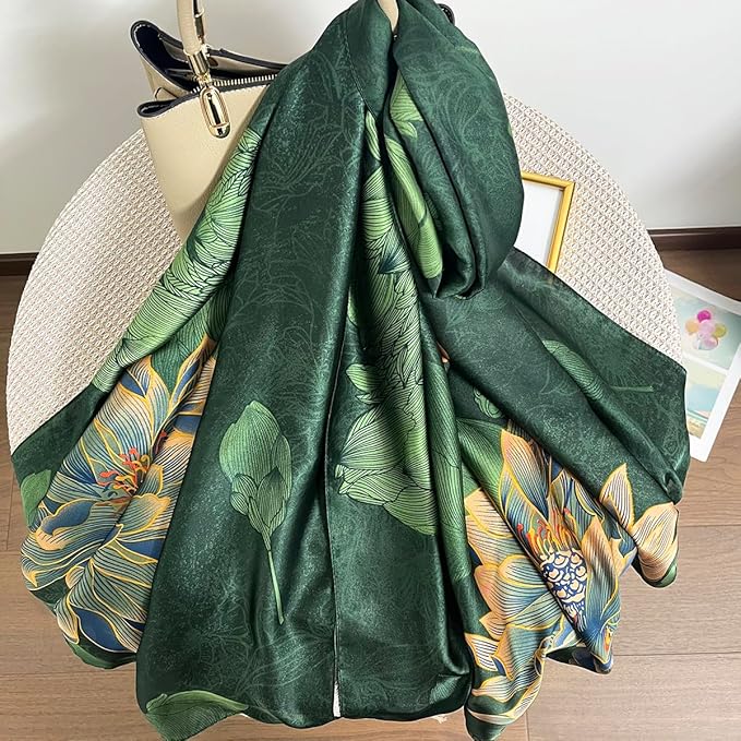 Long Silk Like Scarf Lightweight Satin Scarves Large Sunscreen Shawl Wrap for Women