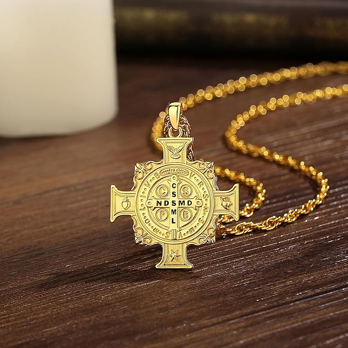 EUDORA 925 Sterling Silver St Christopher/St Benedict/St Michael/Virgin Mary/San Judas Tadeo/Good Shepherd Cross/Archangel Necklace Medal Pendant Protection Religious Amulet Jewelry For Men Women