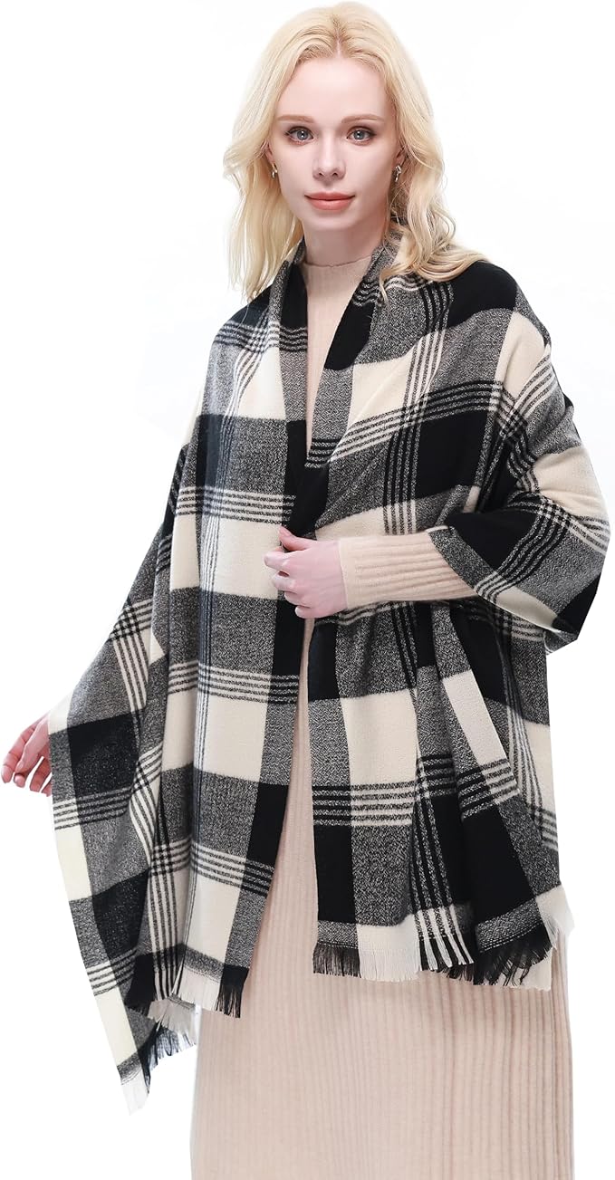 RIIQIICHY Plaid Scarf for Women Fall Winter Pashmina Scarves Wraps for Cold Weather Warm Large