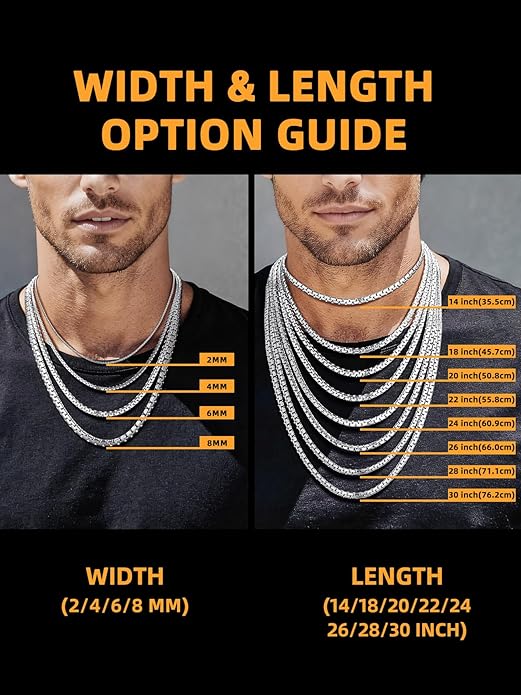 Bestyle 18K Gold Plated/Silver/Black Chain for Men, Hypoallergenic 2/4/6/8mm Stainless Steel Flat Link Chain Necklace for Men & Women Hip Hop Jewelry, 14-30"