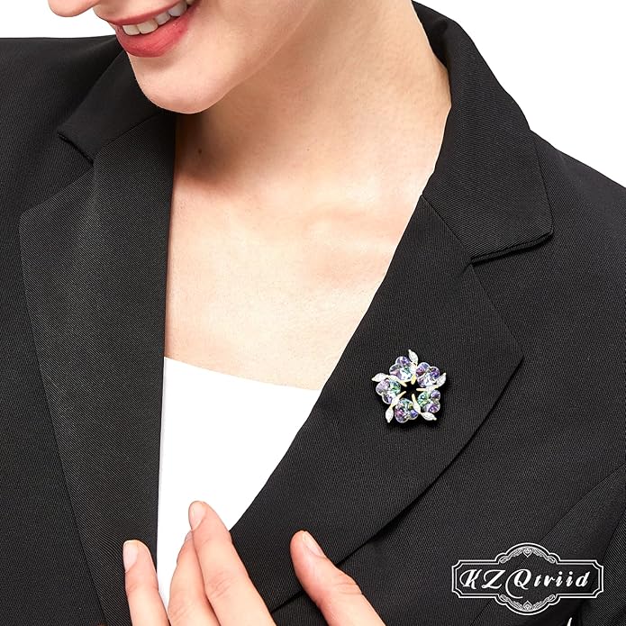 KZQtriid Brooches For Women,14k Gold Plated Copper,Crystal Brooch,Love Brooch,Heart Brooches,Brooches Pin for Birthday, Christmas,Valentines, Wedding Parties, Anniversaries,Flower Broach