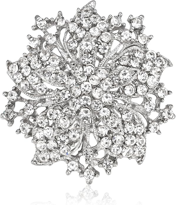 HAISWET Womens Flower-shape Statement Brooch Pin Crystal Brooch for Women