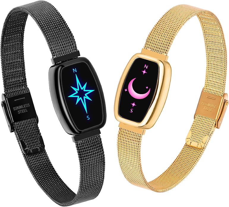 PNMNBW Long Distance Touch Bracelets for Couples, Vibration & Light up | Long Distance Couples Bracelets Relationship Gifts for Girlfriend Bluetooth Pairing Jewelry Xmas Gifts