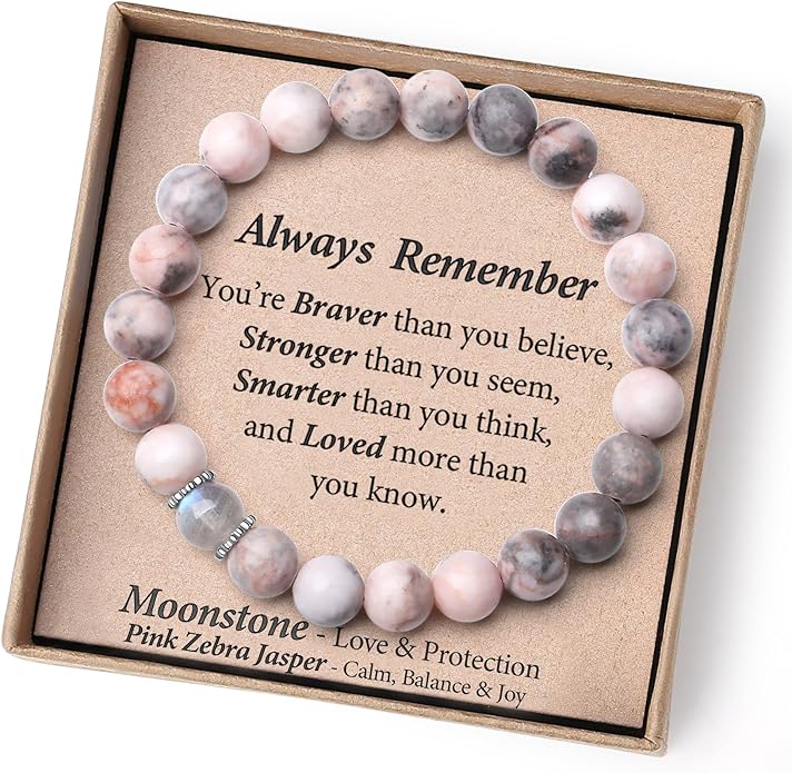 Christmas Stocking Stuffers for Kids/Girls/Teens-Love/Encouragement-Natural Crystal Bracelets-Handmade Cute Gifts