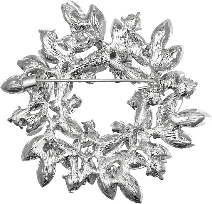 BriLove Austrian Crystal Rhinestone Elegant Flower Marquise Wreath Brooches for Women