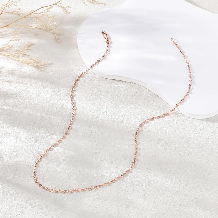 925 Sterling Silver Chain Necklace Link Chain Necklace for Women Simple Dainty 16K Gold Plated Necklace for Women Minimalist Waterproof Silver Necklace Trendy Jewelry Gifts