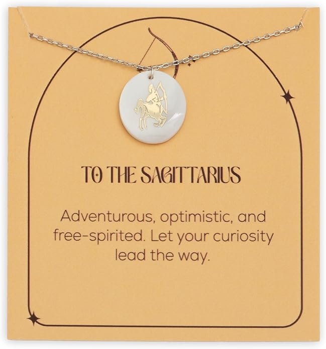 Zodiac Sign Necklace – Mother of Pearl Pendant – Available in Two Finish 925 Sterling Silver and 14K Gold Plated – Adjustable Chain – Horoscope Jewelry Gift with Zodiac Card & Gift Box