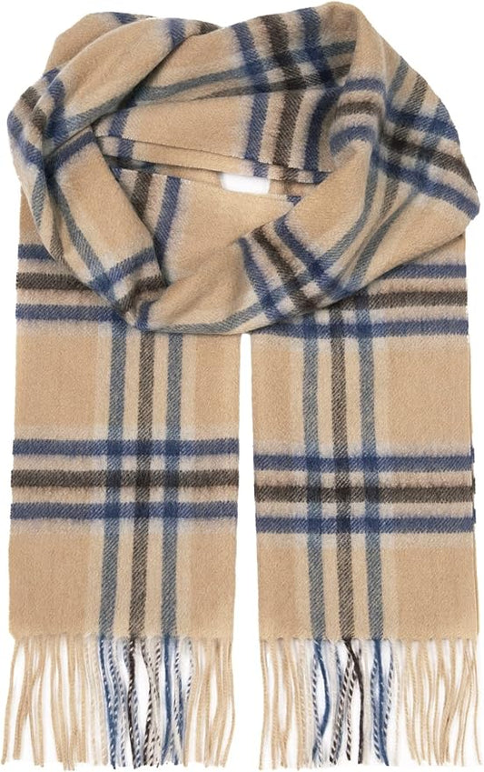 EURKEA 100% Cashmere 2025 Winter Scarf for Women Fringed Edges Warm & Soft Lightweight Solid/Plaid/Two-Tone Free Size
