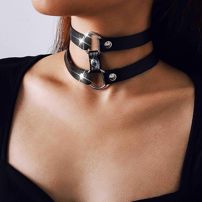 CLOACE Punk Leather Choker Necklace Black Gothic Collar Chokers Necklaces Wide Leathers Costume Jewelry Accessories for Women