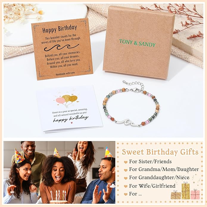 TONY & SANDY Friend Gifts for Women, Stocking Stuffers for Women, Sister Gifts from Sister, Wave Bracelet, Birthday Gifts for Woman, Bestie Friendship Bracelets, Unique Gifts for Her