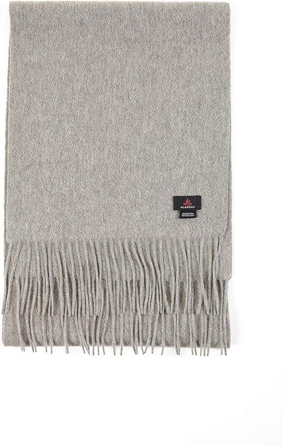 Alashan Cashmere Ultra-Fine Merino Wool and Cashmere Blend Woven Scarf -Luxe fabric-Lightweight- 72" x 12"