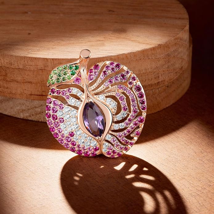 Santuzza 925 Sterling Silver Gemstone Pin Brooch for Women