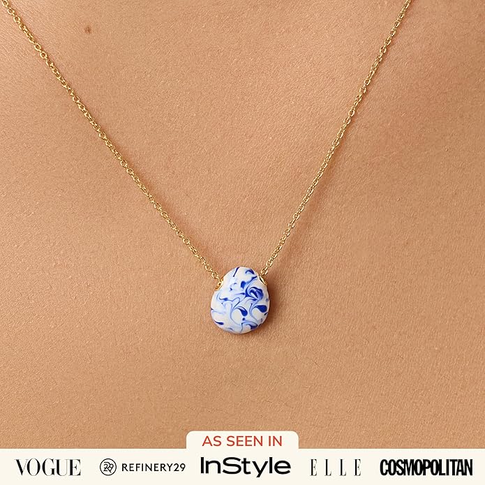 Ana Luisa Pebble Pendant Necklace for Women - 14K Gold Plated and Silver Rhodium Plated Trendy Small & Mini Teardrop Necklace with Lobster Clasp - Hypoallergenic, Water-Resistant, Tarnish-Free Jewelry