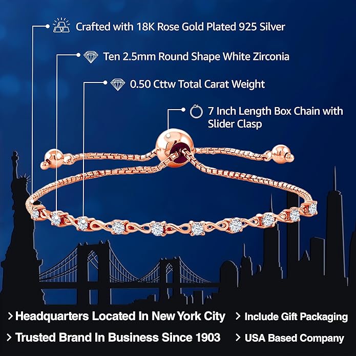 Gem Stone King Round Gemstone Birthstone Tennis Bracelet For Women | 925 Sterling Silver | 2.5MM Round | Fits Up To 9 Inch Wrist | Adjustable Bolo Bracelet For Women | Easy-On Easy-Off