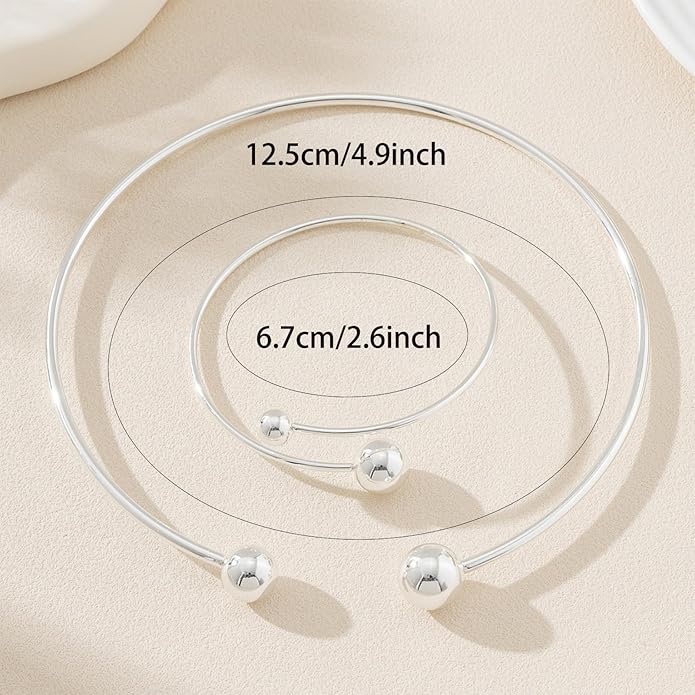 Collar Necklace for Woman Trendy Silver Choker Necklaces for Woman Statement Open Round Collar Choker Necklace