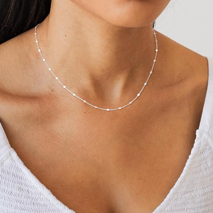 Freekiss Herringbone Necklace for Women,Dainty Gold Necklace,14k Gold Plated Snake,Gold Chain Choker Necklaces,Simple Gold Layered Necklaces,Gold Jewelry Gift for Women