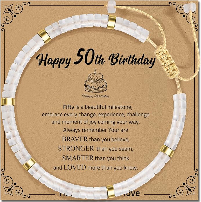 30th 40th 50th 60th 70th 80th Birthday Gifts for Women, Natural Stone Bracelet Birthday Gifts for Mom Daughter Grandma Sister Friends Coworker