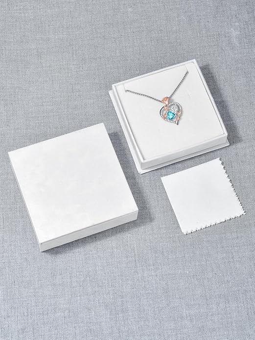 Christmas Gifts for Women Rose Heart Birthstone Pendant Necklace I Love You Forever Jewelry Valentine Mothers Day Birthday Gifts for Women Her Wife Girlfriend