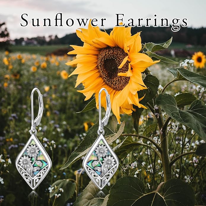 MONGAS Dragonfly/Sunflower/Hummingbird/Sand Dollar/Crab/Champagne/Arrow/Cherry/Ankh/Sloth Earrings for Women Sterling Silver Dragonfly/Sunflower/Hummingbird/Sand Dollar Jewelry for Women