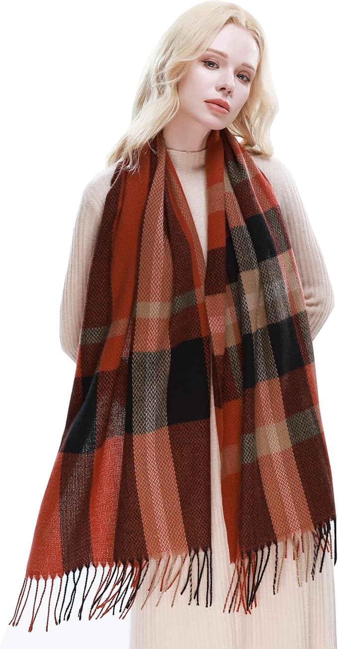 RIIQIICHY Plaid Scarf for Women Fall Winter Pashmina Scarves Wraps for Cold Weather Warm Large