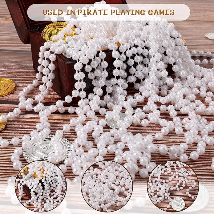 Sureio 36 Pack Long Pearl Necklace Fake Pearl Necklace Bulk Costume Jewelry for Women 1920s White Faux Beaded Strand Layered Accessories for Christmas Wedding Bridal Shower Tea Birthday Decor