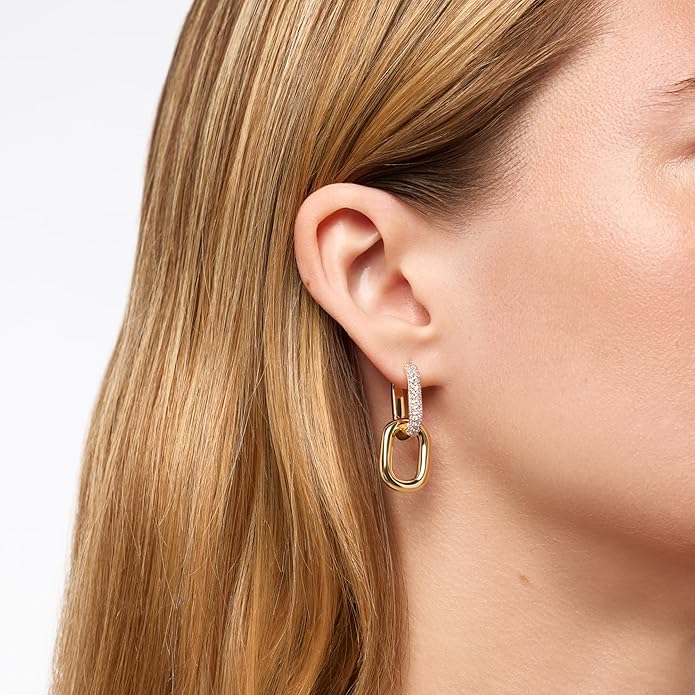 Ana Luisa Ash Double Hoop Earrings for Women - 14K Gold Plated, Silver & Two-Tone Drop Dangle Hoop Earring - Trendy Paperclip Link Huggie Hoop - Hypoallergenic, Water-Resistant & Tarnish-Free Jewelry