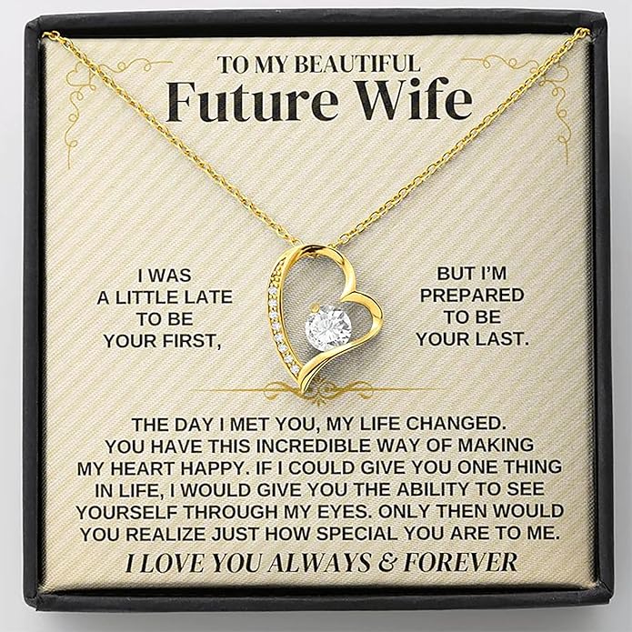 To My Future Wife Necklace - Promise Necklace For Her, Fiance Gifts For Her, Birthday Gifts For Future Wife With Message Card, To My Soulmate Necklace For Women Women Romantic Jewelry With Message Card, Gift Box