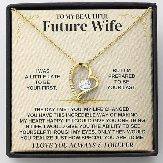 To My Future Wife Necklace - Promise Necklace For Her, Fiance Gifts For Her, Birthday Gifts For Future Wife With Message Card, To My Soulmate Necklace For Women Women Romantic Jewelry With Message Card, Gift Box