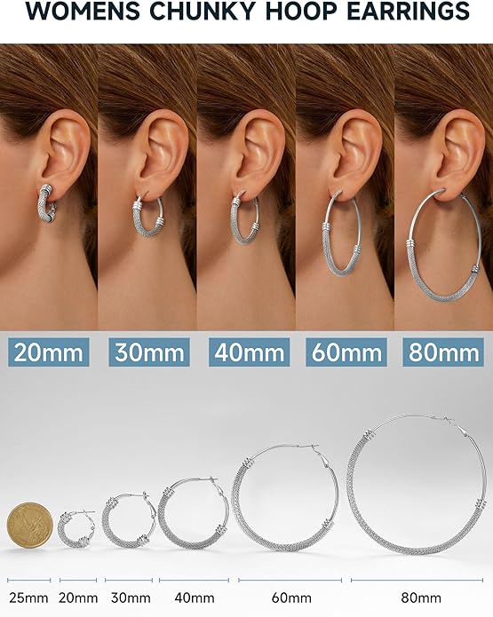 PROSTEEL 30/40/60/80/100mm Chunky Hoop Earrings For Women Gold Plated/Black Stainless Steel Hoops Earrings Statement Jewelry