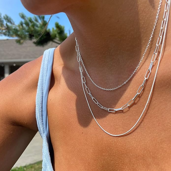 Freekiss Herringbone Necklace for Women,Dainty Gold Necklace,14k Gold Plated Snake,Gold Chain Choker Necklaces,Simple Gold Layered Necklaces,Gold Jewelry Gift for Women