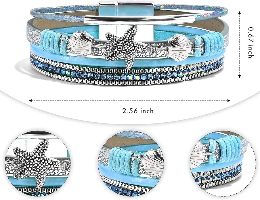 VIBILIA Boho Leather Wrap Bracelets for Women Multi-Layer Bracelets with Strong Clasp Jewelry for Women