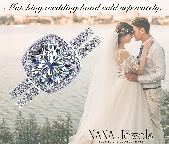 NANA Jewels Sterling Silver Engagement Rings for Women - Choose Simulated Morganite, Citrine, Aquamarine & More